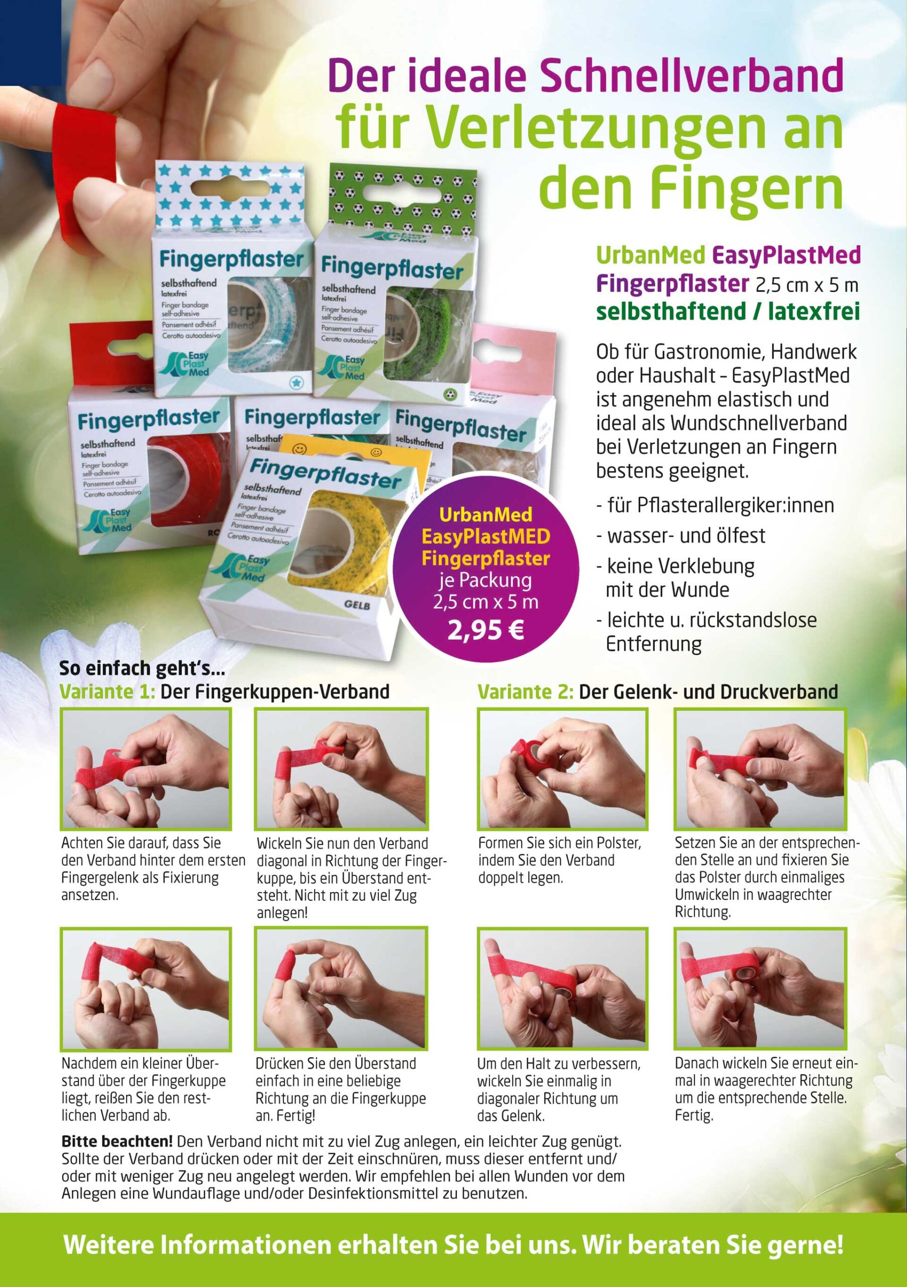 Der ideale Schnellverban – UrbanMed EasyPlastMed Fingerpflaster